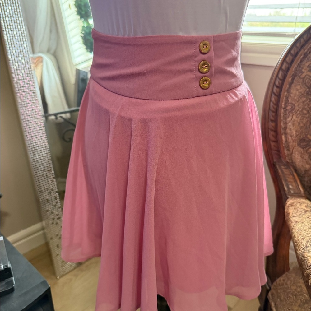 Elegant Pink Skirt by TWIK (Simons) with Gold Button Detail Sz M